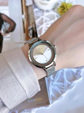 FERRO Silver Hasır Kordonlu Renk Atmaz 30 Metre Suya Dayanıklı Özel Tasarım Kadın KolSaati 21234 thumbnail 2