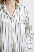 İnce Çizgili Şifon Gömlek Ekru thumbnail 5