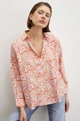 Şal Desen Modal Gömlek Turuncu thumbnail 1