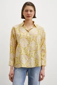 Çini Desenli Modal Gömlek Sarı thumbnail 3