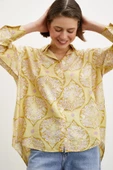 Çini Desenli Modal Gömlek Sarı thumbnail 1
