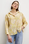 Çini Desenli Modal Gömlek Sarı thumbnail 5