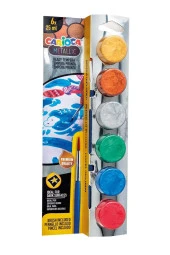 Carioca Tempera Suluboya Süper Yıkanabilir Fırçalı 25 ML 6 Renk Metalik - 1
