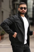 Erkek Gömlek Yaka Baharlık Mont Astarlı Mevsimlik Çeket Siyah - 3