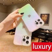 İphone 12 Parlak Rainbow Holografik Kamera Korumalı Sert Kılıf thumbnail 4