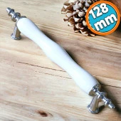 Porselen Beyaz Krom 128 mm Kulplar Mobilya Mutfak Dolabı Çekmece Dolap Kapak Kulpu Kulbu thumbnail 1
