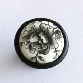 Porselen Siyah Kulp Mobilya Mutfak Dolabı Düğme Çekmece Dolap Kulpları Kapak Kulpu Kulbu thumbnail 2