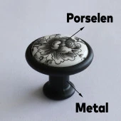 Porselen Siyah Kulp Mobilya Mutfak Dolabı Düğme Çekmece Dolap Kulpları Kapak Kulpu Kulbu thumbnail 3