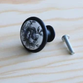 Porselen Siyah Kulp Mobilya Mutfak Dolabı Düğme Çekmece Dolap Kulpları Kapak Kulpu Kulbu thumbnail 5