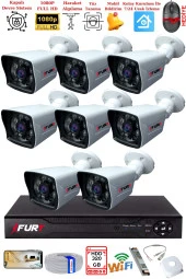 FURY 8 Kameralı 2MP Full HD Görüntü 6 Atom Led Gece Görüşlü Dış Mekan Güvenlik Kamerası Seti 320GB thumbnail 2