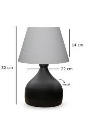 Milano Metal Gövdeli Abajur Krem Sıva Desen PVC Başlık Yatak Odası Salon Cafe Ayndınlatma - 3