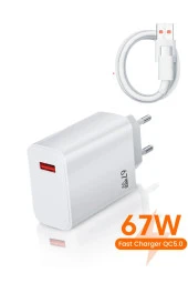 67W Turbo Şarj Cihazı Aleti 6A Kablo/Adaptör Seti Type C USB Xiaomi Redmi Samsung Uyumlu Duvar Tipi - 2