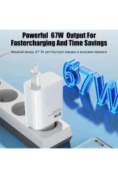 67W Turbo Şarj Cihazı Aleti 6A Kablo/Adaptör Seti Type C USB Xiaomi Redmi Samsung Uyumlu Duvar Tipi - 7