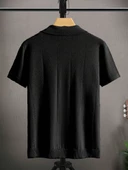 Çizgili Kısa Kollu Triko T-Shirt - 1