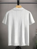 Çizgili Kısa Kollu Triko T-Shirt - 3
