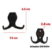 Galata Askı Vestiyer Mobilya Duvar Askısı Metal Dolap Elbise Askılığı Siyah Renk Siyah Kapaklı thumbnail 2