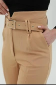 Kemerli Atlas Kumaş Pantolon - Açık Kahve thumbnail 2
