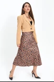 Çift Peto Cepli Kısa Crop Blazer Ceket - Camel - 7