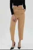 Kemerli Atlas Kumaş Pantolon - Açık Kahve thumbnail 4