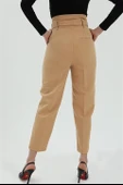 Kemerli Atlas Kumaş Pantolon - Açık Kahve thumbnail 5