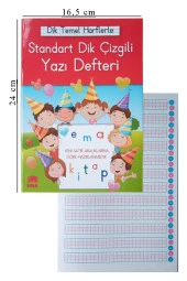 Güzel Yazı Defteri Orta Boy Dik Çizgili 16,5x24 cm 24 Yaprak 1 Adet Standart Dik Çizgili Yazı Defteri Dik Temel Harflerle 1. Sınıf - 1