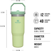 Stanley The Iceflow Flip Straw Açık Yeşil Pipetli 0.89 lt Termos Bardak - 1