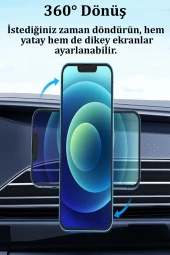Qpen HW15W Izgara Klipsli 15W Kablosuz Şarjlı Magsafe Araç Tutucu thumbnail 4
