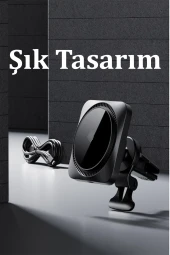 Qpen HW15W Izgara Klipsli 15W Kablosuz Şarjlı Magsafe Araç Tutucu thumbnail 7