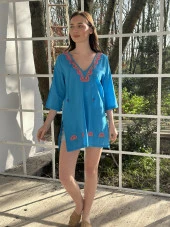 KADIN YAZLIK NAKIŞLI PAREO - BLUZ - 8013 - 9 thumbnail 4