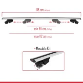 Audi A4 (B8) ALLROAD 2009-2016 Arası ile uyumlu HOOK Model Anahtar Kilitli Ara Atkı Tavan Barı GRİ - 3