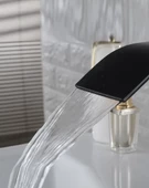 Siyah Çanak Lavabo Bataryası Oval Çıkış Havza Model Uzun/yüksek Lavabo Musluğu Çift Girişli - 5