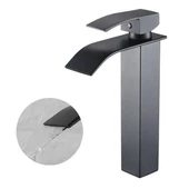 Siyah Çanak Lavabo Bataryası Oval Çıkış Havza Model Uzun/yüksek Lavabo Musluğu Çift Girişli - 6