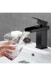 Siyah Lavabo Bataryası Yeni Havza Model Yüksek Kalite Lüks Lavabo Musluğu Çift Girişli Armatür - 3