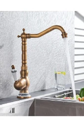 Rustik Antik Evye Bataryası Mutfak Musluğu Eskitme Osmanlı Lavabo Çanak Armatür Otantik - 3