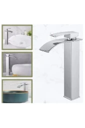 Krom Çanak Lavabo Bataryası Oval Havza Model Uzun/yüksek Gümüş Gri Lavabo Musluğu Çift Girişli - 4