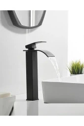 Siyah Çanak Lavabo Bataryası Oval Çıkış Havza Model Uzun/yüksek Lavabo Musluğu Çift Girişli - 2
