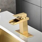 Mat Gold Lavabo Bataryası Yeni Havza Model Yüksek Kalite Altın Lavabo Musluğu Çift Girişli Armatür - 2