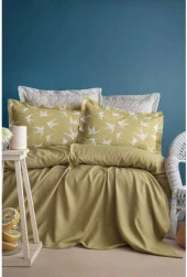 Apricitas Home Bambu Freely Olive tek kişilik pike set %100 pamuk - 1