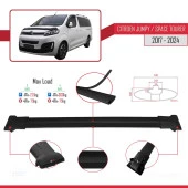 Citroen Jumpy - Space Tourer 2017 ve Sonrası ile uyumlu FLY Model Ara Atkı Tavan Barı SİYAH 4 ADET BAR - 4