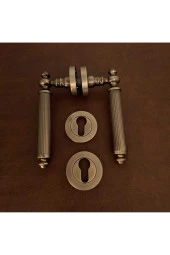 Osmanlı Handles ZK37 Antik Sarı Zamak Yuvarlak Rozetli Yale Çelik Kapı Kolu 1 Takım thumbnail 1