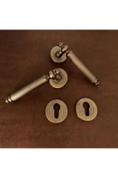 Osmanlı Handles ZK37 Antik Sarı Zamak Yuvarlak Rozetli Yale Çelik Kapı Kolu 1 Takım thumbnail 3