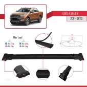 Ford Ranger 2011-2022 Arası ile Uyumlu FLY Model Ara Atkı Tavan Barı SİYAH 3 ADET BAR thumbnail 4