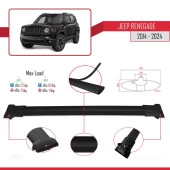 Jeep Renegade 2014 ve Sonrası ile Uyumlu FLY Model Ara Atkı Tavan Barı SİYAH 3 ADET BAR thumbnail 4