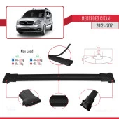 Mercedes Citan 2012-2021 (W415) Arası ile uyumlu FLY Model Ara Atkı Tavan Barı SİYAH 4 ADET BAR thumbnail 3