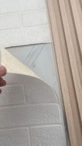 Renkli Duvarlar 70x70cm 1 Adet Yapışkanlı Dekoratif Tuğla Desen Beyaz Tezgah Arası Salon Duvar Kağıdı Paneli NW168 - 3