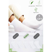 Erkek Bambu Patik Düz Desen (5 Çift) Dikişsiz Çorap - 1