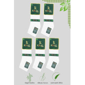 Erkek Bambu Patik Düz Desen (5 Çift) Dikişsiz Çorap - 5