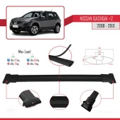 Nissan Qashqai +2 2008-2013 Arası ile uyumlu FLY Model Ara Atkı Tavan Barı SİYAH 3 ADET BAR thumbnail 4