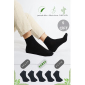 Erkek Bambu Patik Düz Desen (5 Çift) Dikişsiz Çorap - 1