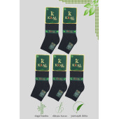 Erkek Bambu Patik Düz Desen (5 Çift) Dikişsiz Çorap - 5